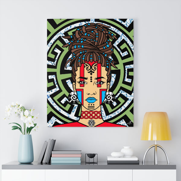 Mayan Afro-Queen by Jesse Raudales Canvas Gallery Wraps
