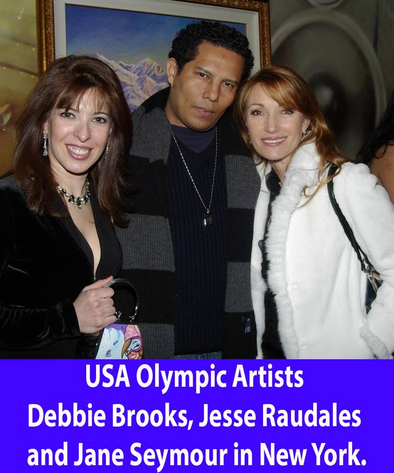 Jesse Raudales, Debbie Brooks, and Jane Seymour Celebrity Olympic Artist Unite in NYC