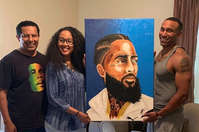 Jesse Raudales Gifts $5,000 Original Nipsey Hustle Piece to Nephew ...