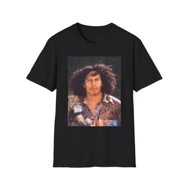 Jesse Raudales OG Photo Portrait T‑Shirt — Vintage Curly Hair Portrait Tee