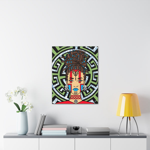 Mayan Afro Queen by Jesse Raudales Canvas Stretched, 0.75"