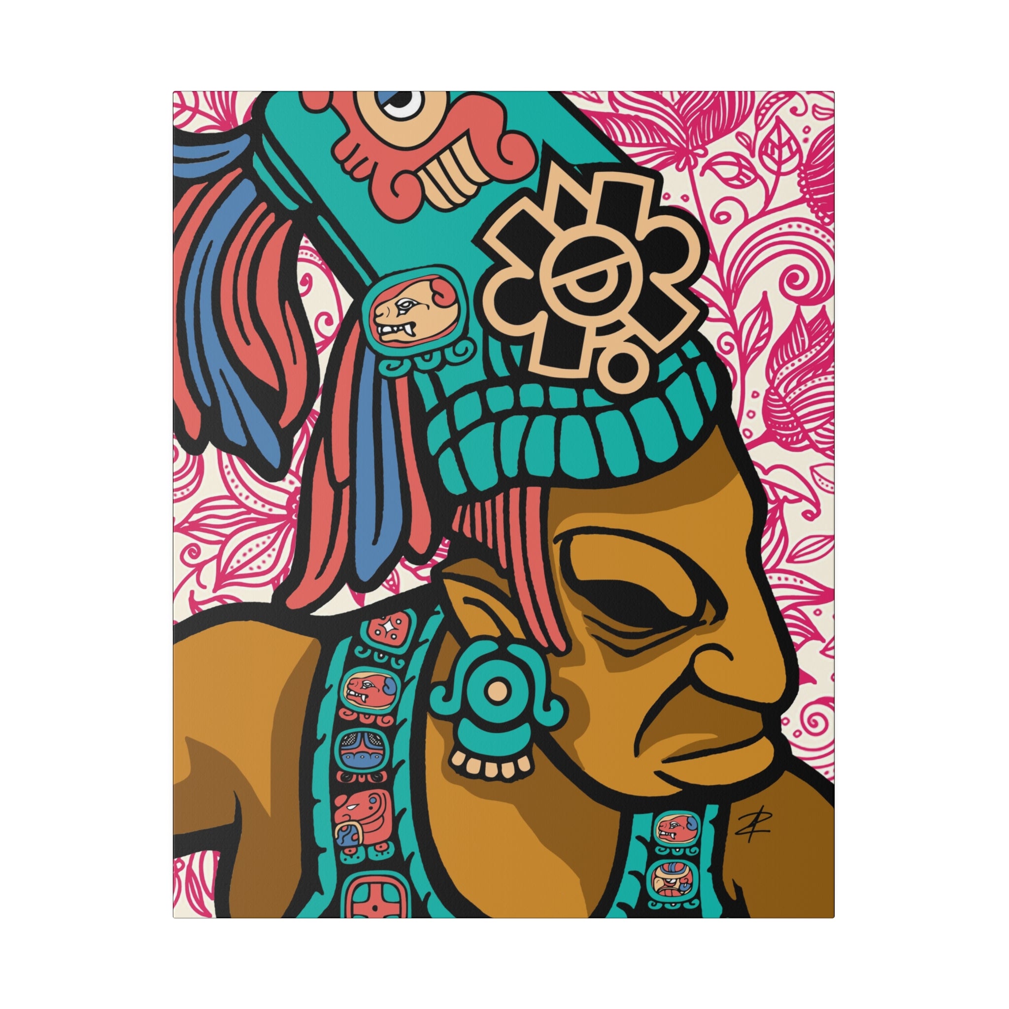 Mayan Warrior by Jesse Raudales Matte Canvas, Stretched, 0.75"