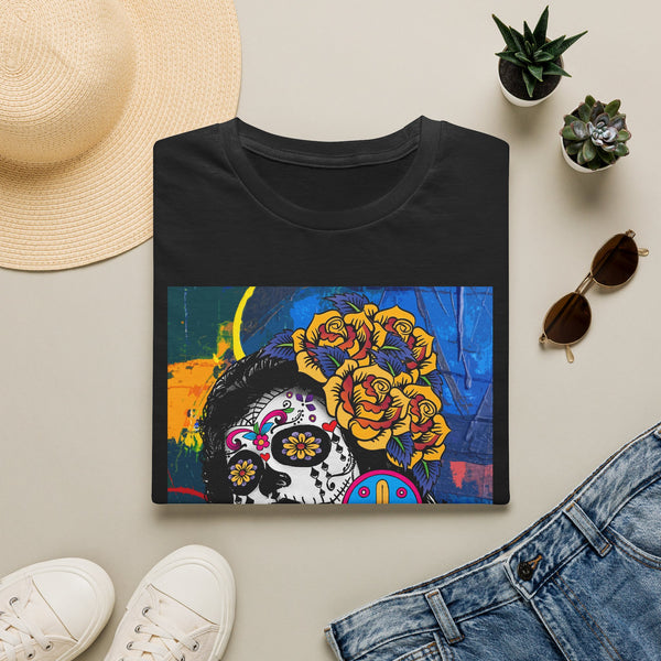 Skull Princess by Jesse Raudales Tee — Floral Calavera Mexican Fiesta T-Shirt