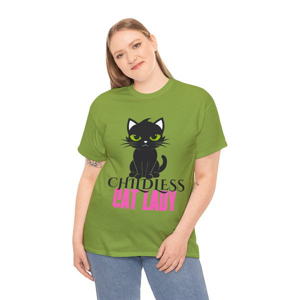 Childless Cat Lady by Jesse Raudales Unisex Heavy Cotton Tee