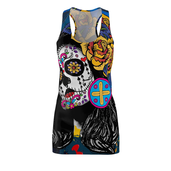 Skull Princess by Jesse Raudales Women's Cut & Sew Racerback Dress (AOP)