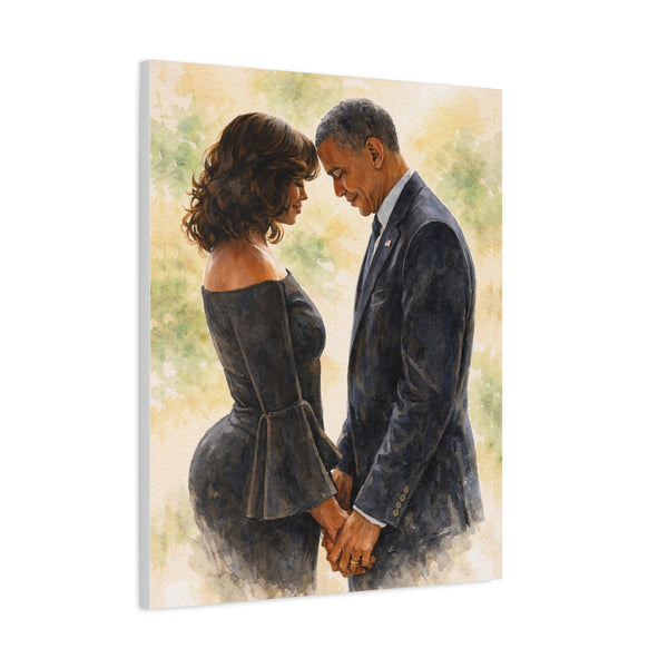 The Obamas by Jesse Raudales Matte Canvas, Stretched, 1.25"