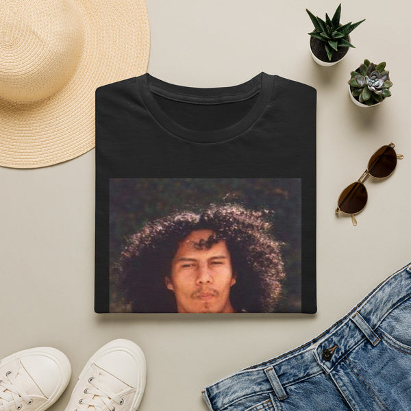 Jesse Raudales OG Photo Portrait T‑Shirt — Vintage Curly Hair Portrait Tee