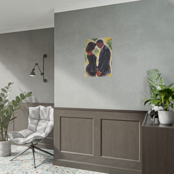 Obamas by Jesse Raudales Poster — Intimate Black-Tie Portrait Rolled Poster