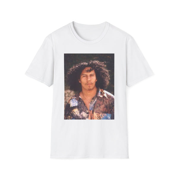 Jesse Raudales OG Photo Portrait T‑Shirt — Vintage Curly Hair Portrait Tee