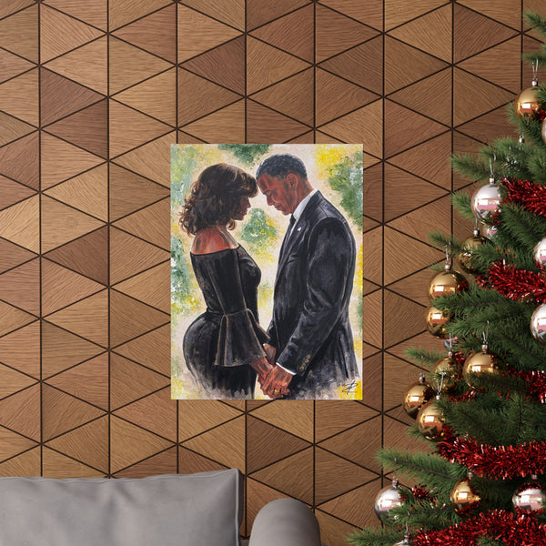 The Obamas by Jesse Raudales Poster — Romantic Black Couple Prayer Portrait Matte Vertical Art Print