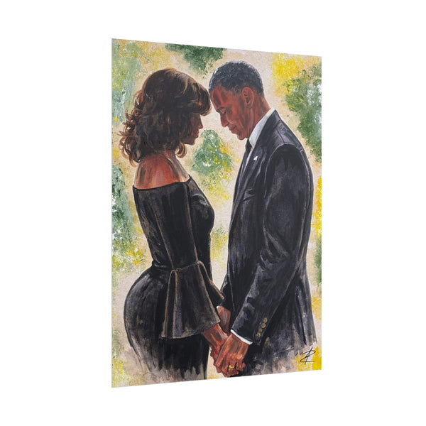 Obamas by Jesse Raudales Poster — Intimate Black-Tie Portrait Rolled Poster