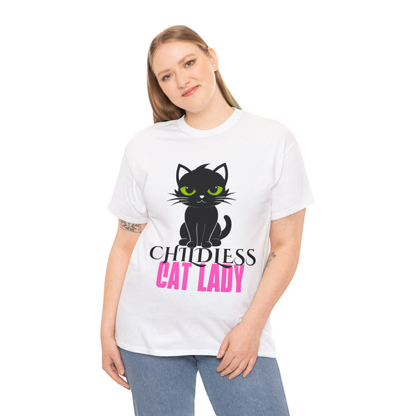 Childless Cat Lady by Jesse Raudales Unisex Heavy Cotton Tee