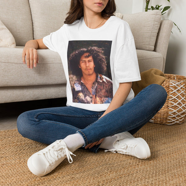 Jesse Raudales OG Photo Portrait T‑Shirt — Vintage Curly Hair Portrait Tee