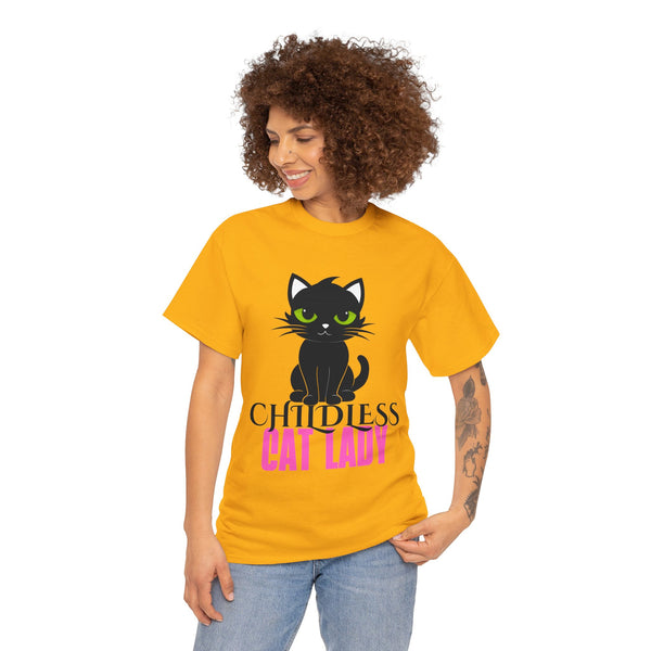 Childless Cat Lady by Jesse Raudales Unisex Heavy Cotton Tee