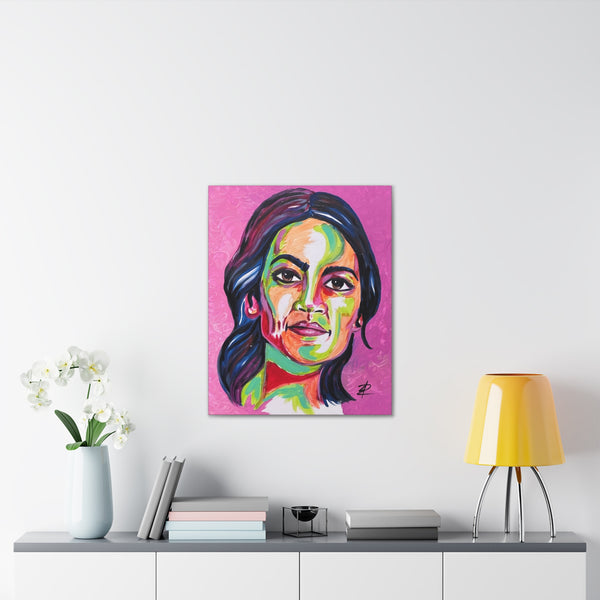Alexandria Ocasio Cortez by Jesse Raudales Canvas Stretched, 0.75"