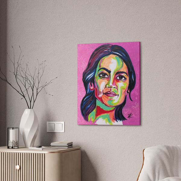 Alexandria Ocasio Cortez by Jesse Raudales Canvas Stretched, 0.75"