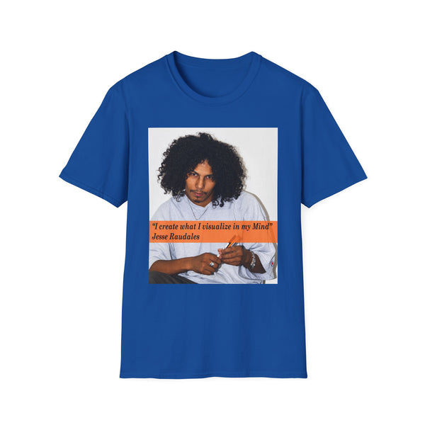 Jesse Raudales Headshot 2006 with pencils Inspirational Portrait Tee — "I create what I visualize in my Mind" Graphic T-Shirt