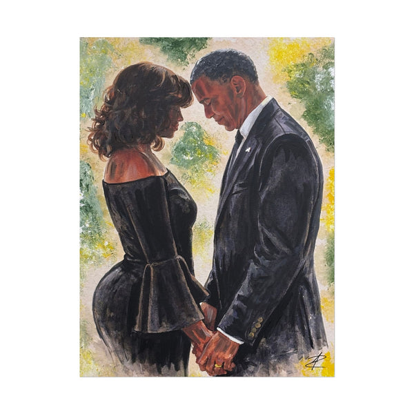 Obamas by Jesse Raudales Poster — Intimate Black-Tie Portrait Rolled Poster