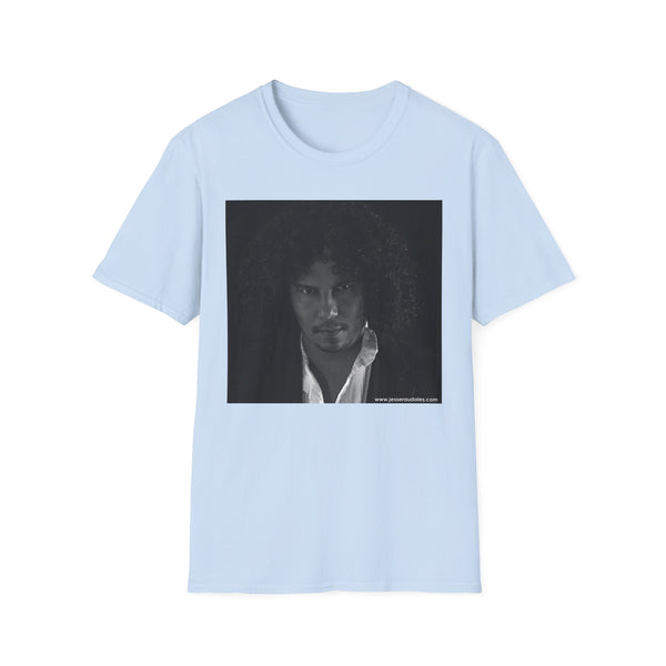 Jesse Raudales Portrait Graphic T-Shirt — Moody Black & White Face Photo Tee