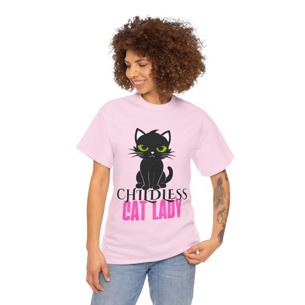 Childless Cat Lady by Jesse Raudales Unisex Heavy Cotton Tee