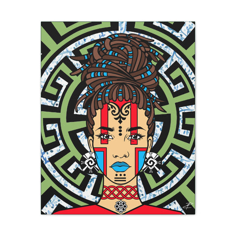 Mayan Afro Queen by Jesse Raudales Canvas Stretched, 0.75"