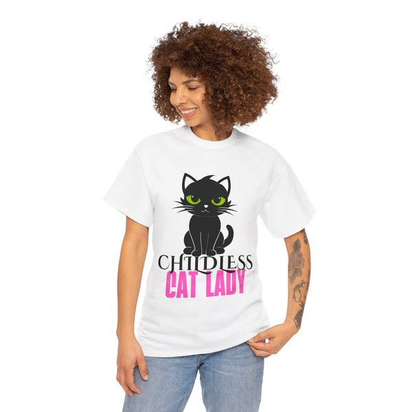 Childless Cat Lady by Jesse Raudales Unisex Heavy Cotton Tee