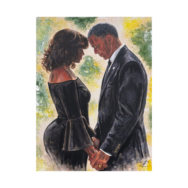 The Obamas by Jesse Raudales Poster — Romantic Black Couple Prayer Portrait Matte Vertical Art Print