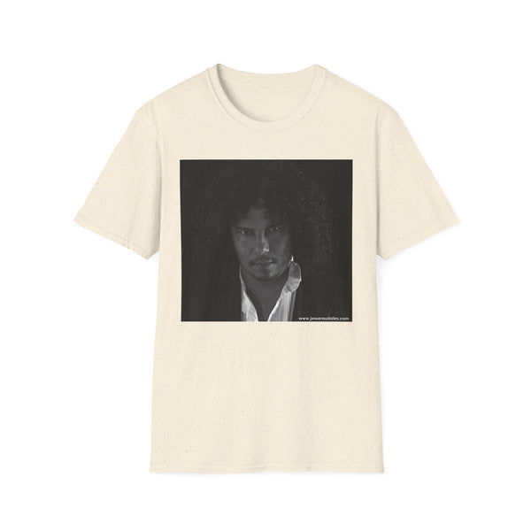 Jesse Raudales Portrait Graphic T-Shirt — Moody Black & White Face Photo Tee