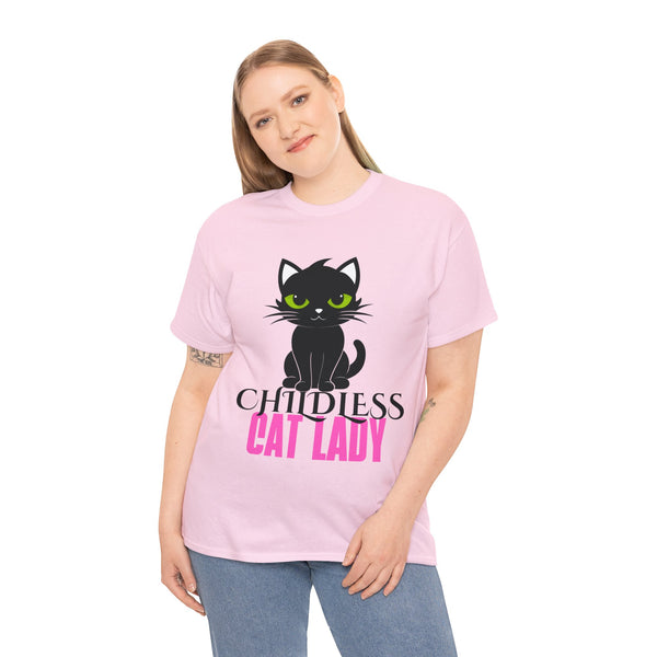 Childless Cat Lady by Jesse Raudales Unisex Heavy Cotton Tee