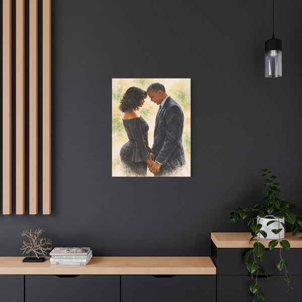 The Obamas by Jesse Raudales Matte Canvas, Stretched, 1.25"