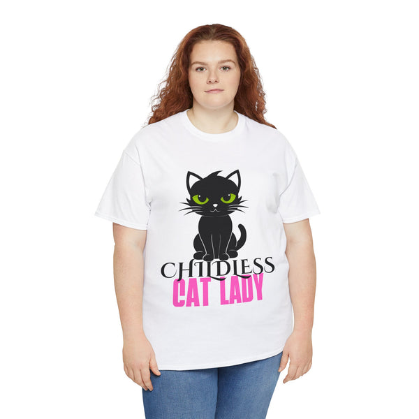 Childless Cat Lady by Jesse Raudales Unisex Heavy Cotton Tee