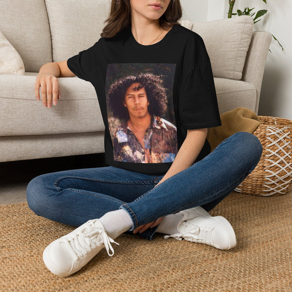 Jesse Raudales OG Photo Portrait T‑Shirt — Vintage Curly Hair Portrait Tee