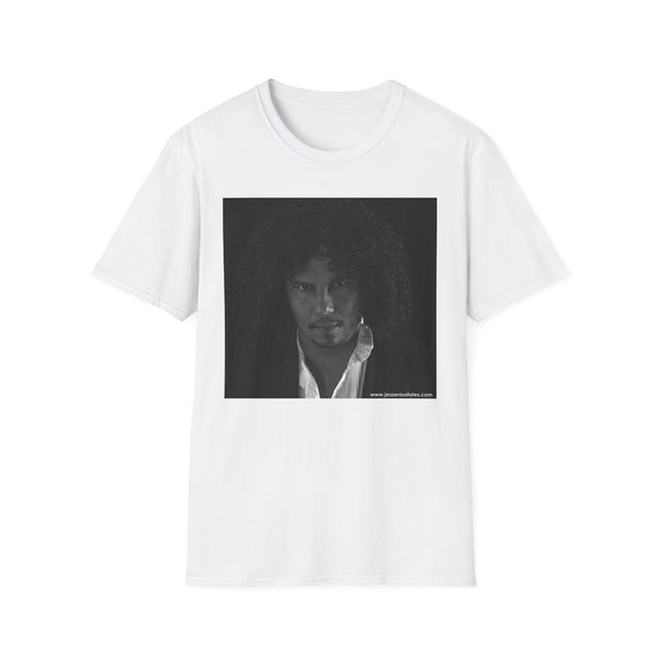 Jesse Raudales Portrait Graphic T-Shirt — Moody Black & White Face Photo Tee