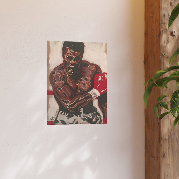 Ali by Jesse Raudales Boxer Fight Poster — Vintage Boxing Art Print (Satin or Matte)