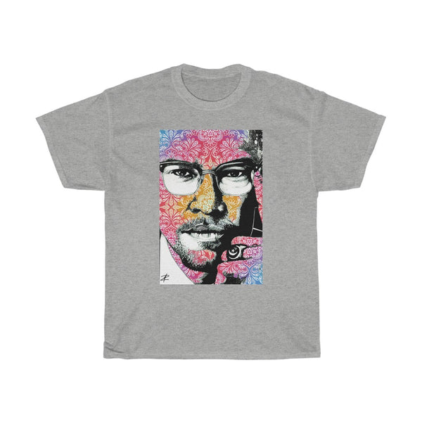 Malcolm X by Jesse Raudales Unisex Heavy Cotton Tee