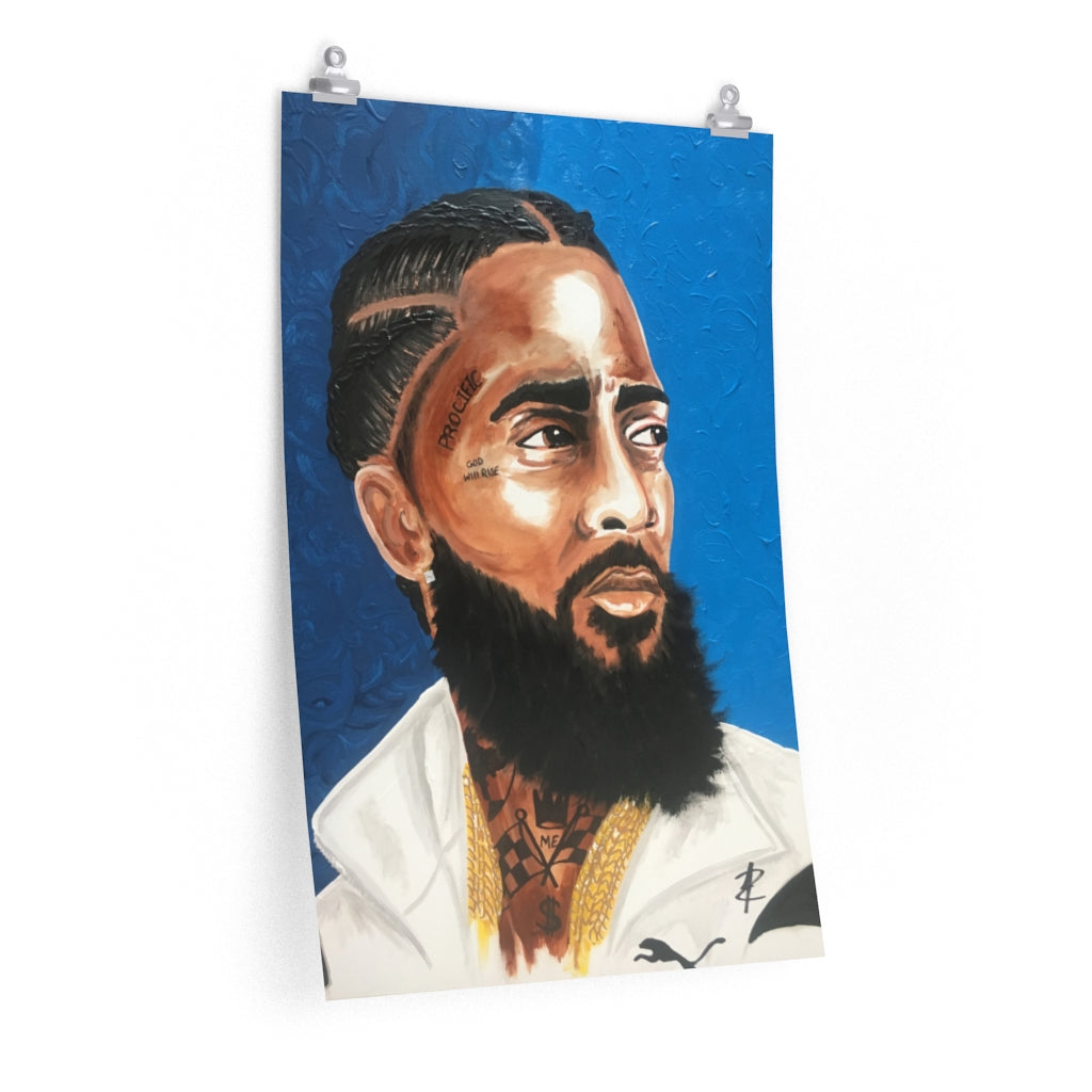 Nipsey Husssel by Jesse Raudales Poster Premium Matte vertical posters