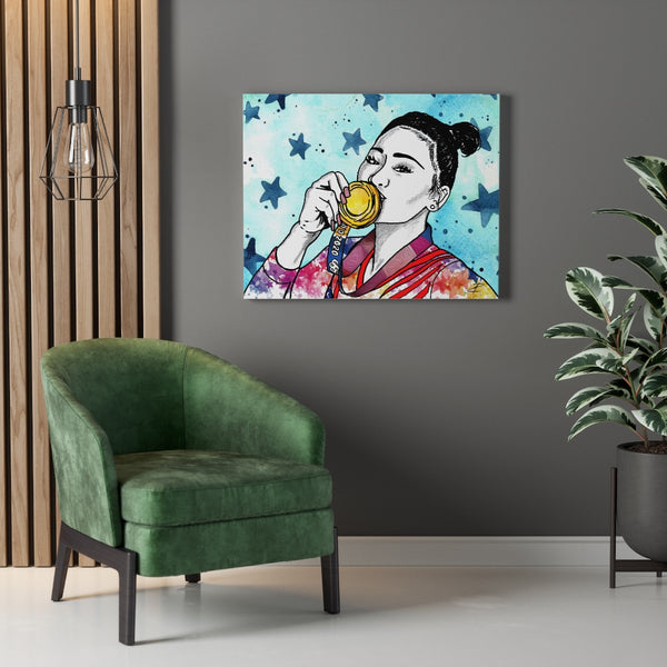 Suni Lee by Jesse Raudales Canvas Gallery Wraps